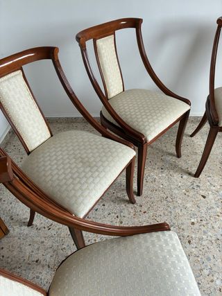 Juego 4 Sillas Gondola Caoba Tapiceria Tela