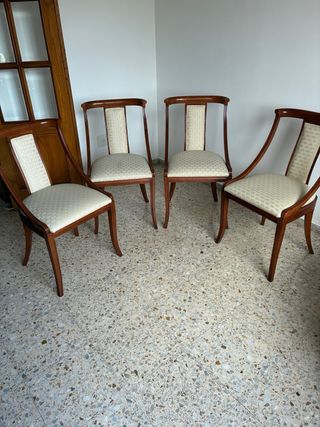 Juego 4 Sillas Gondola Caoba Tapiceria Tela