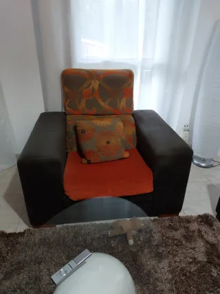 Sofá Chaiselongue Marrón y Naranja