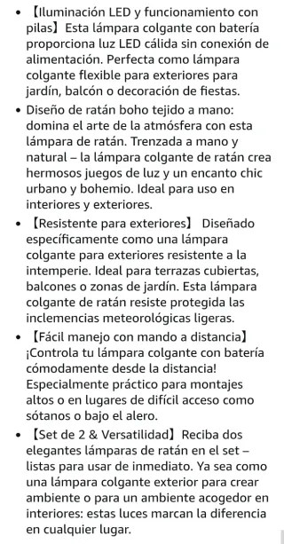 2 Lámparas Colgantes a Batería