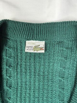 Maglione Lacoste verde con bottoni V-neck