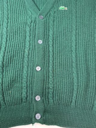 Maglione Lacoste verde con bottoni V-neck