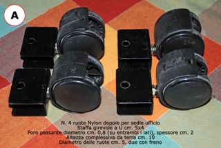 4 Ruote Nylon Doppie per Sedie Ufficio