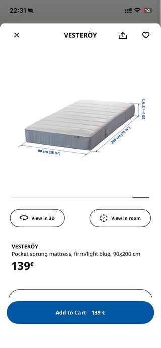 Cama Ikea con colchón 90x200 cm