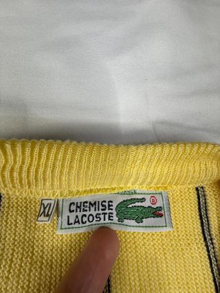 Maglione Lacoste Giallo Righe Nere V-Neck