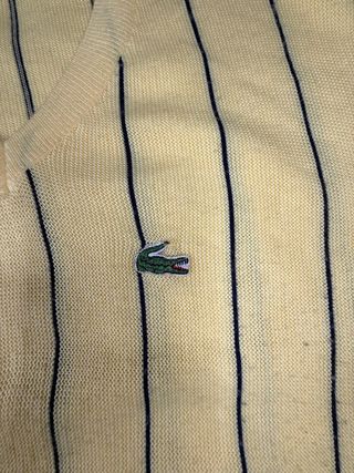 Maglione Lacoste Giallo Righe Nere V-Neck