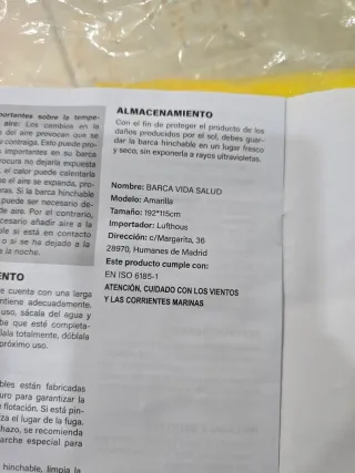 Barca hinchable amarilla SIN ESTRENAR