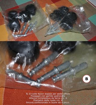 8 Ruote Nylon Doppie per Sedie Ufficio