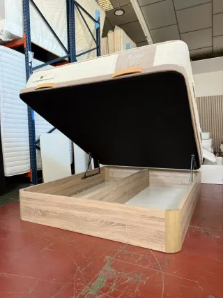 Cama Canapé Madera Roble 160x190 + Colchón