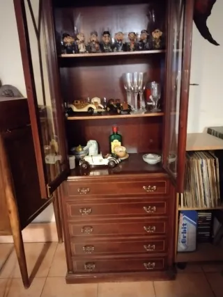 Vitrina de salón madera y cristal