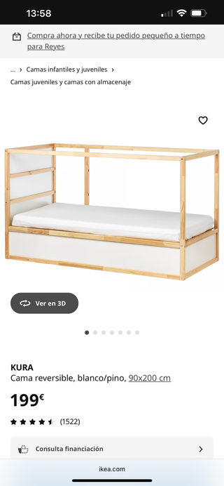 Cama infantil KURA Ikea 90x200cm