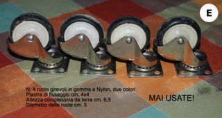 4 Ruote Girevoli Gomma e Nylon