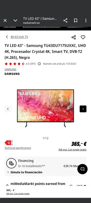 Samsung Smart TV 43' 4K