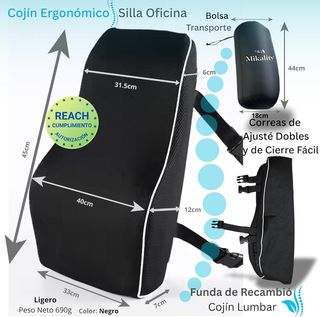 Respaldo Lumbar Silla Mikality Negro