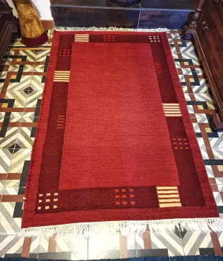 Tappeto Kilim in Lana 100% Rosso Beige 150x90
