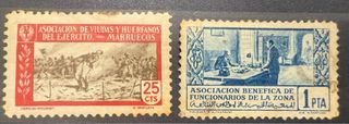 Francobolli benefici rari del Marocco 25 cts e 1 pta