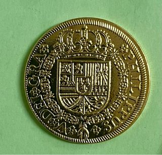 Moneda Oro baño Felipe V 1726  en Plata