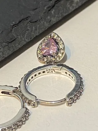 Pendientes Pandora Corazón Rosa Plata