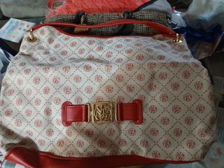 Borsa Beige e Rossa con Logo