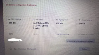 Portátil ASUS i3-2310M 8GB RAM 233GB SSD