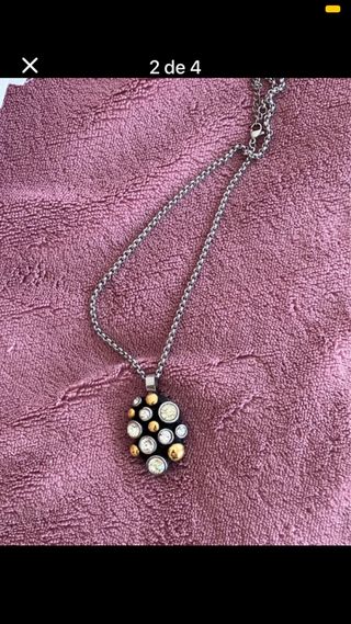 Colar Aço Inox Pingente Pedras