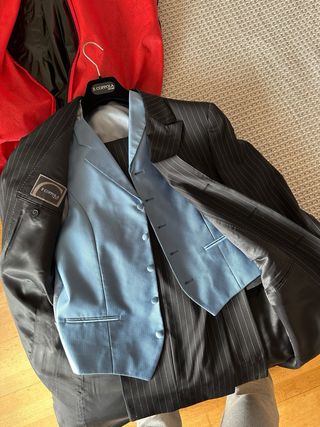 Traje E. Coppola Raya Azul Negro