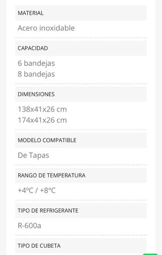 Vitrina Tapas 6 Bandejas VRC-139 HC