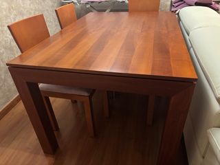 Conjunto mesa madera maciza. Mesa centro y comedor