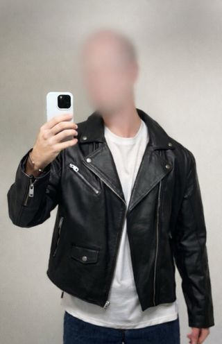 Cazadora Biker Piel Zara Hombre Negra