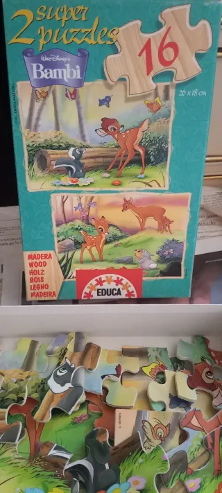 Caja 2 Puzzles Bambi Madera