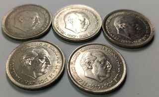 Lote 5 monedas 50 Ptas. Franco