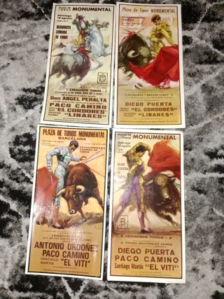 4 Tarjetas Postales Toros Monumental