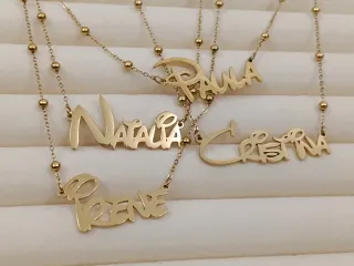 Collar de nombres  Acero Inoxidable Bañado Oro 18K