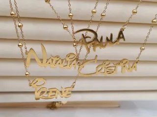 Collar de nombres  Acero Inoxidable Bañado Oro 18K
