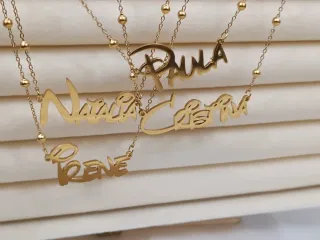 Collar de nombres  Acero Inoxidable Bañado Oro 18K