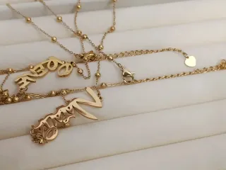 Collar de nombres  Acero Inoxidable Bañado Oro 18K