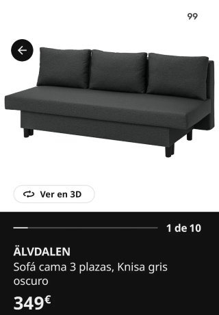 Sofá Cama Ikea Gris Tela