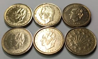 Lote 6 monedas 100 ptas. J.Carlos I varias fechas