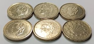 Lote 6 monedas 100 ptas. J.Carlos I varias fechas