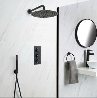 Conjunto Ducha Empotrada Rovira Negro Mate Termost