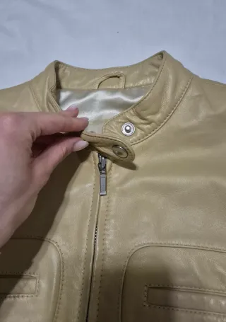 Chaqueta Biker Polipiel Beige Camel