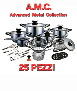 Set Pentole A.M.C. 25 Pezzi Acciaio Inox