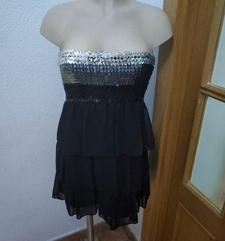 Vestido fiesta lentejuelas palabra de honor M