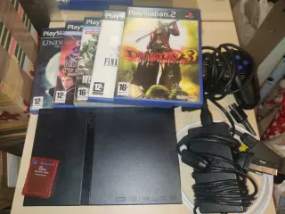 Playstation 2 Slim Negra + 5 Juegos