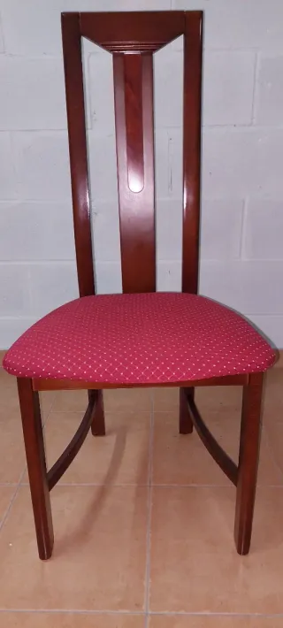 6 Sillas de Salón Madera Tapizado Rojo
