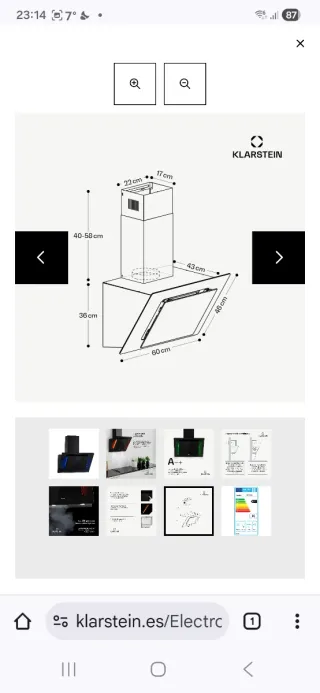Campana extractora Klarstein negra
