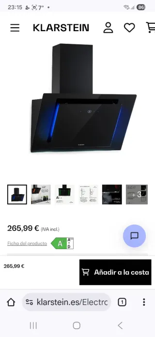 Campana extractora Klarstein negra