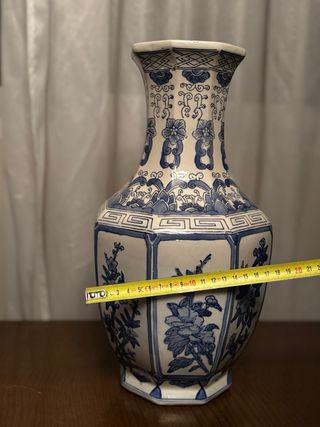 Pareja jarrones hexagonales estilo Chino