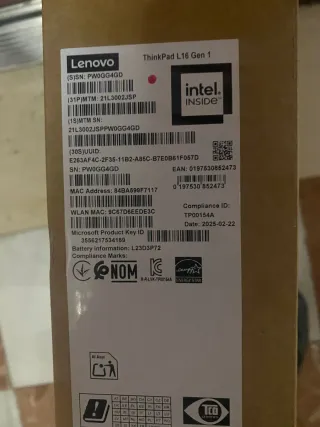 Portátil Gamers Lenovo ThinkPad Negro L16 1°GENER