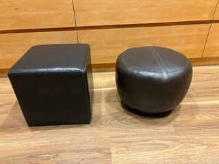 2 Taburetes Efecto Piel Marrón